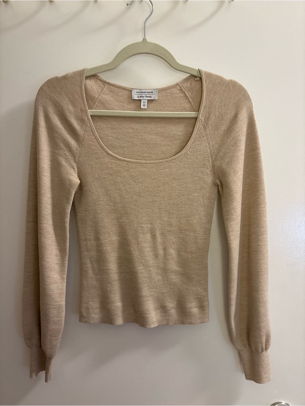 & Other Stories Beige Scoop Neck Knit Long Sleeve Top